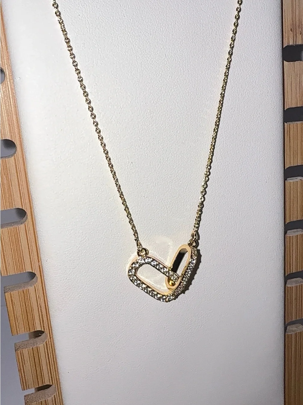 14K Gold Plated Interlocking Hearts Necklace | Cubic Zirconia Pave
